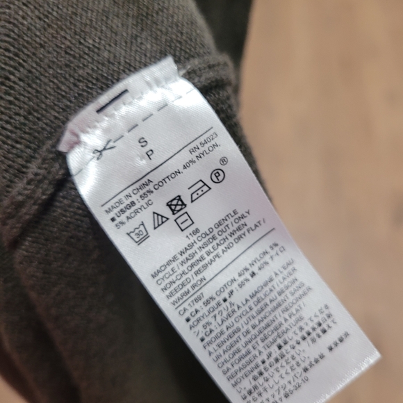 Banana Republic Long Open Cardigan Olive Green Cotton Blend Sleeves Pockets - Picture 4 of 6